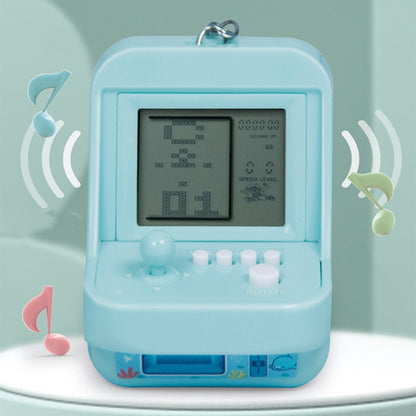 Child Portable Arcade Game Machine Keychain Pendant Mini Building Block Game Toy Gift(Blue) by bashfashion