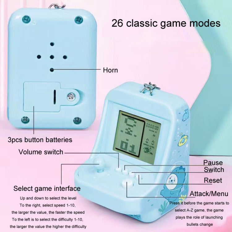 Child Portable Arcade Game Machine Keychain Pendant Mini Building Block Game Toy Gift(Blue) by bashfashion
