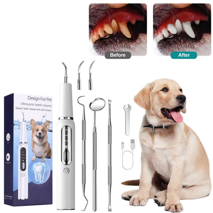 Pet Ultrasonic Teeth Cleaner Dog Electric Teeth Cleaning Tool Home Dentistry Tartar Remover(White) by bashfashion