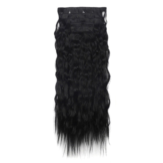 7pcs / Set Clip-On Corn Hair Extension Pieces 16-Card Cornrow Curl Wig, Color: 1B# by bashfashion