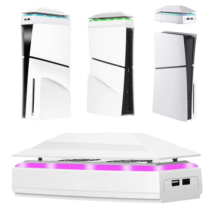 For PS5 Slim Top Dustproof Colorful Cooling Fan 3 Adjustable Speed(White) by bashfashion