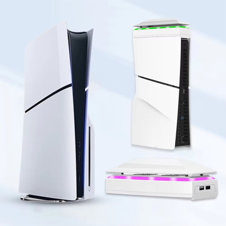 For PS5 Slim Top Dustproof Colorful Cooling Fan 3 Adjustable Speed(White) by bashfashion