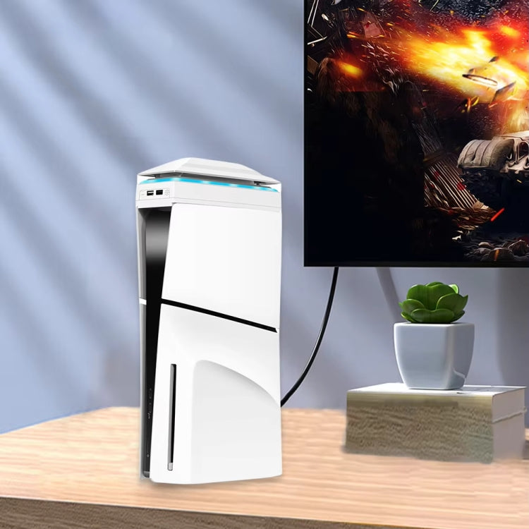 For PS5 Slim Top Dustproof Colorful Cooling Fan 3 Adjustable Speed(White) by bashfashion