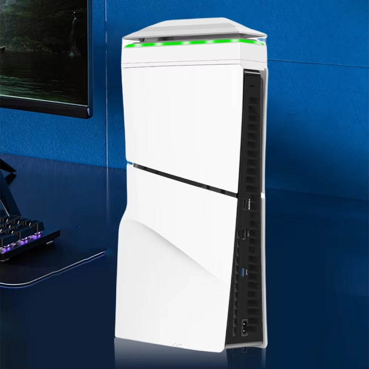 For PS5 Slim Top Dustproof Colorful Cooling Fan 3 Adjustable Speed(White) by bashfashion