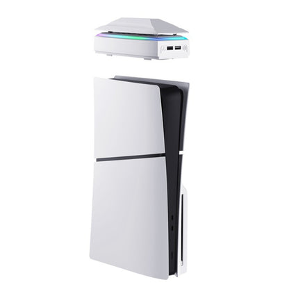 For PS5 Slim Top Dustproof Colorful Cooling Fan 3 Adjustable Speed(White) by bashfashion