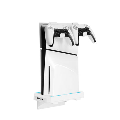 For PS5 Slim Console Wall-mounted Storage Rack With 3 USB2.0 Ports(White) by bashfashion