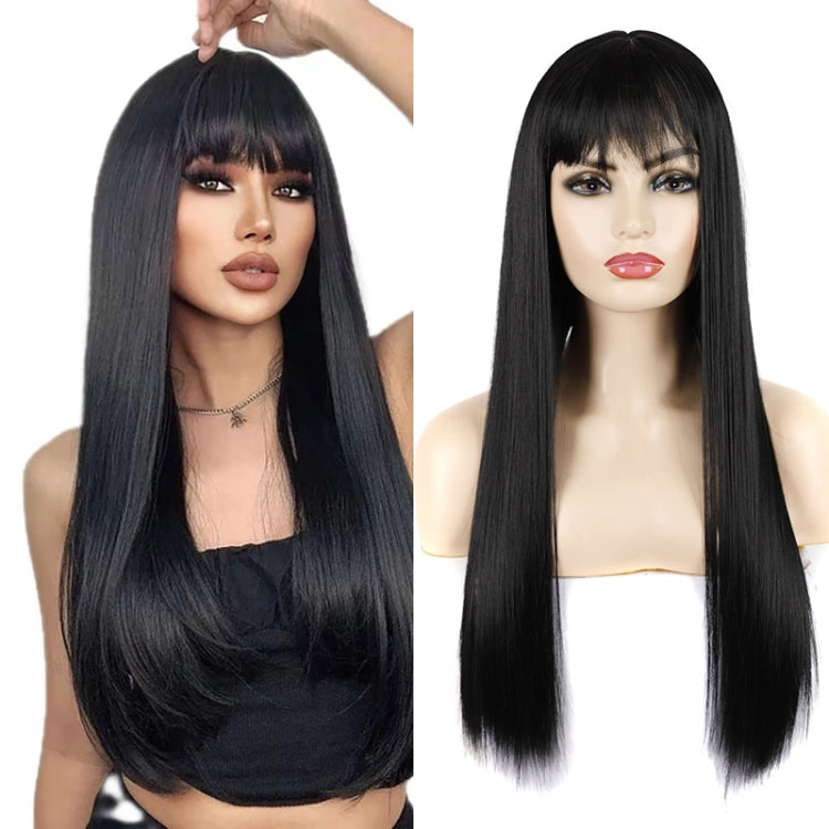 Dynamic Long Straight Hair With Messy Bangs Wig Headcover(Orange Red) by bashfashion