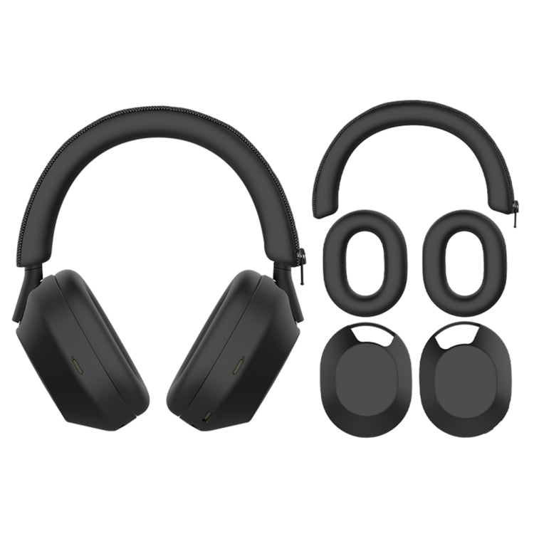 For Sony WH-1000XM5 Bluetooth Headset + Headband + Earmuff Protective Cover(3-in-1 Black) by bashfashion