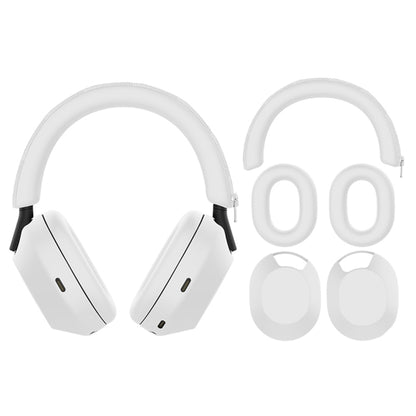 For Sony WH-1000XM5 Bluetooth Headset + Headband + Earmuff Protective Cover(3-in-1 White) by bashfashion