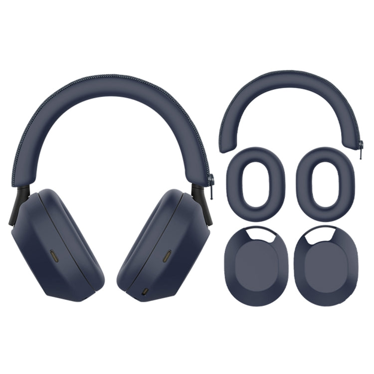 For Sony WH-1000XM5 Bluetooth Headset + Headband + Earmuff Protective Cover(3-in-1 Dark Blue) by bashfashion