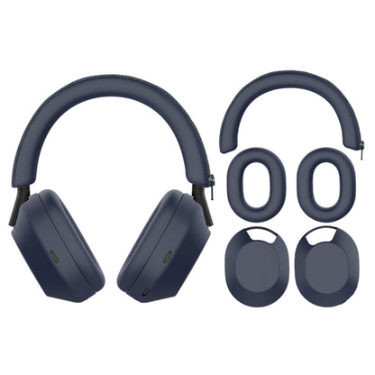 For Sony WH-1000XM5 Bluetooth Headset + Headband + Earmuff Protective Cover(3-in-1 Dark Blue) by bashfashion