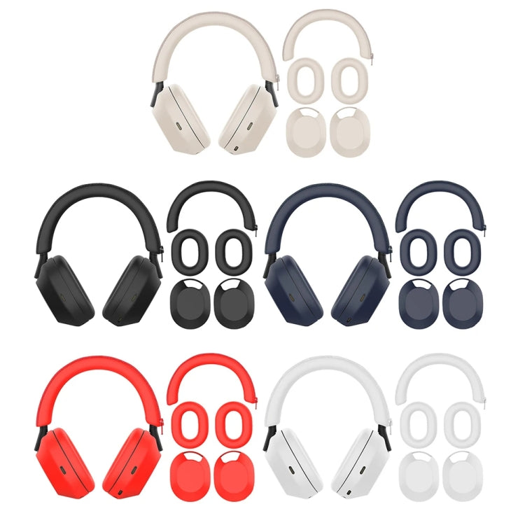 For Sony WH-1000XM5 Bluetooth Headset + Headband + Earmuff Protective Cover(3-in-1 Dark Blue) by bashfashion