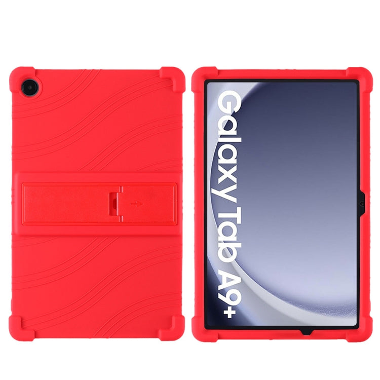 For Samsung Galaxy Tab A9+ Shockproof Silicone Tablet Protective Case With Holder(Red) by bashfashion
