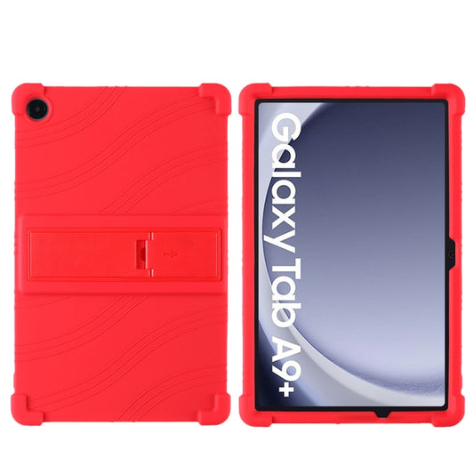 For Samsung Galaxy Tab A9+ Shockproof Silicone Tablet Protective Case With Holder(Red) by bashfashion
