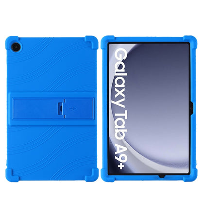 For Samsung Galaxy Tab A9+ Shockproof Silicone Tablet Protective Case With Holder(Blue) by bashfashion
