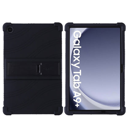 For Samsung Galaxy Tab A9+ Shockproof Silicone Tablet Protective Case With Holder(Black) by bashfashion