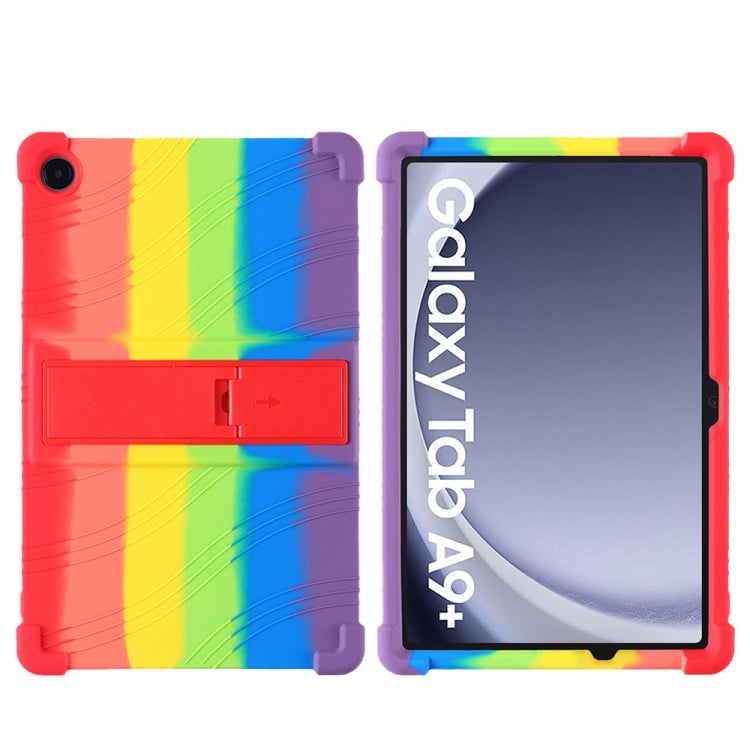 For Samsung Galaxy Tab A9+ Shockproof Silicone Tablet Protective Case With Holder(Rainbow Color) by bashfashion