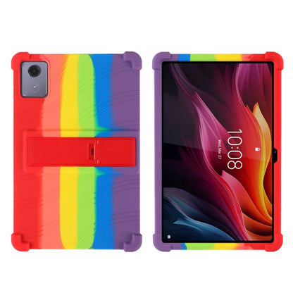 For Lenovo Tab K11 Plus Shockproof Silicone Tablet Protective Case With Holder(Rainbow Color) by bashfashion