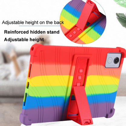 For Lenovo Tab K11 Plus Shockproof Silicone Tablet Protective Case With Holder(Rainbow Color) by bashfashion