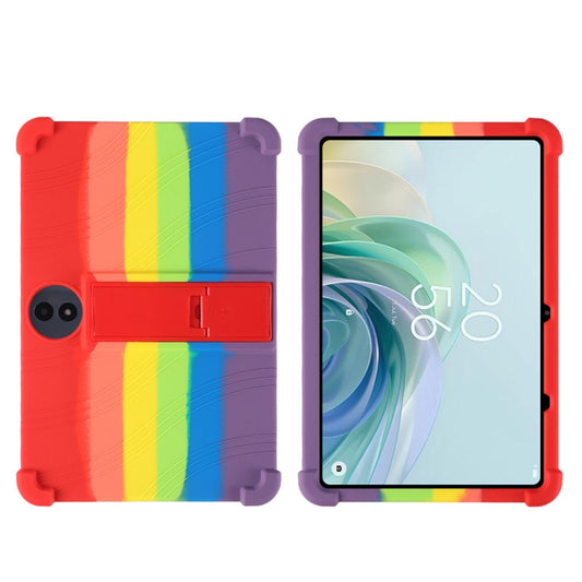For TCL TAB 11 Gen 2 Shockproof Silicone Tablet Protective Case With Holder(Rainbow Color) by bashfashion