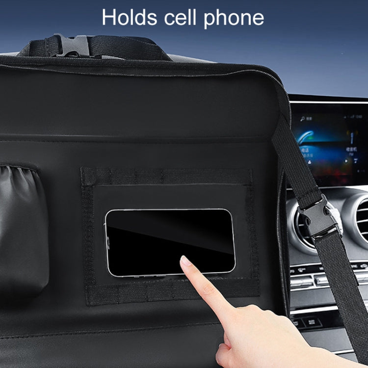 Multifunctional Car Steering Wheel Dining Table Car Seatback Hanging Foldable Storage Bag(Black) by bashfashion