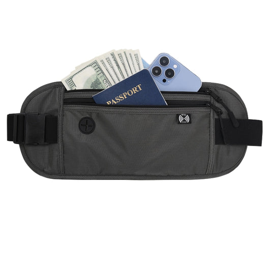 Sports Running Waist Pack Outdoor Fitness Large Capacity RFID Blocking Wallet Waterproof Phone Waist Bag(Dark Gray) by bashfashion