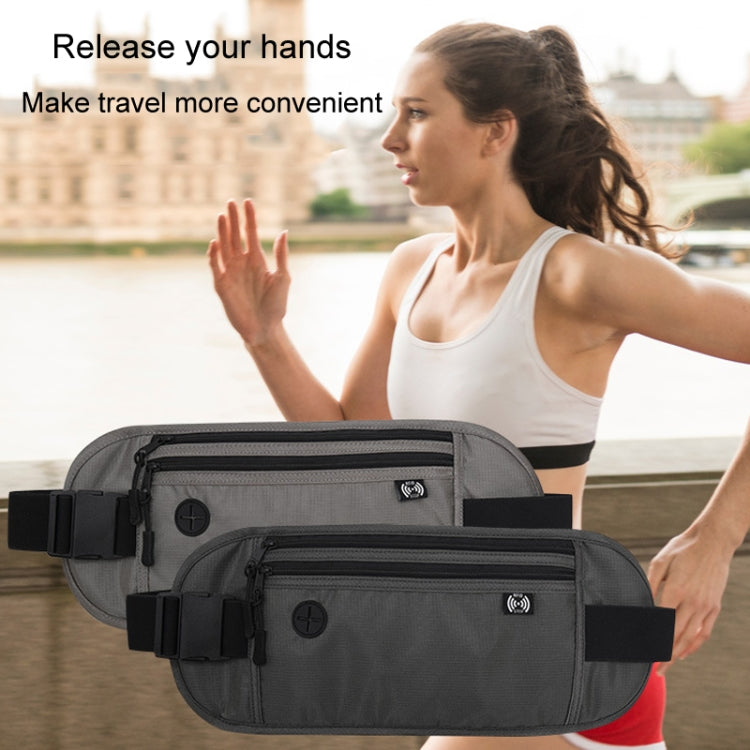 Sports Running Waist Pack Outdoor Fitness Large Capacity RFID Blocking Wallet Waterproof Phone Waist Bag(Black) by bashfashion