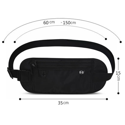 Sports Running Waist Pack Outdoor Fitness Large Capacity RFID Blocking Wallet Waterproof Phone Waist Bag(Dark Blue) by bashfashion