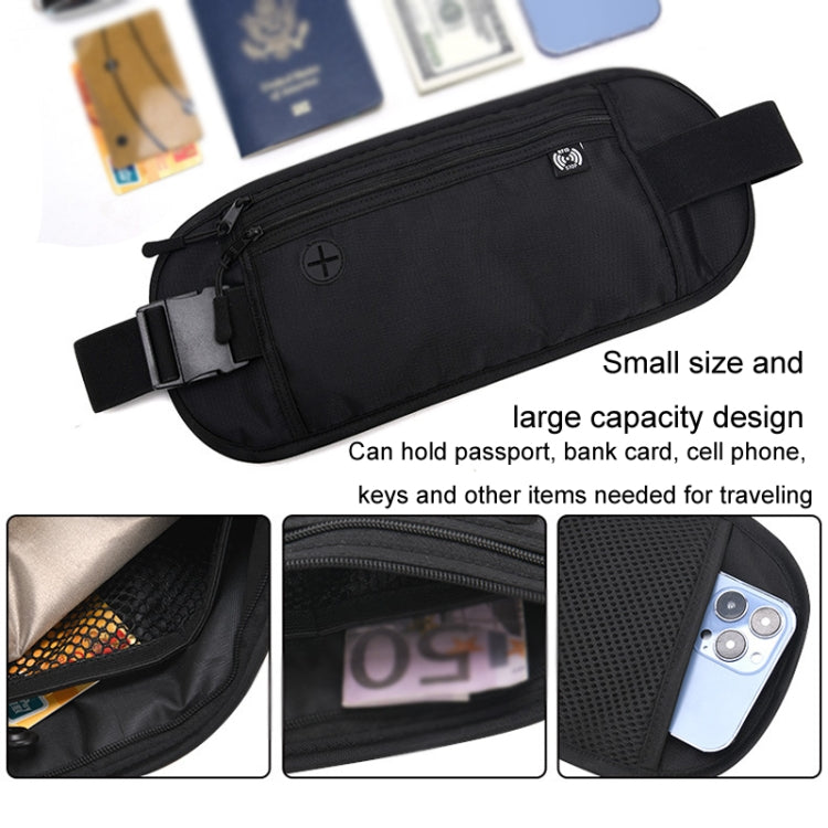 Sports Running Waist Pack Outdoor Fitness Large Capacity RFID Blocking Wallet Waterproof Phone Waist Bag(Black) by bashfashion