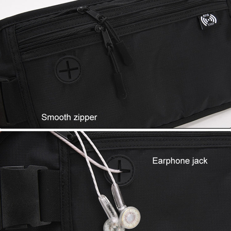 Sports Running Waist Pack Outdoor Fitness Large Capacity RFID Blocking Wallet Waterproof Phone Waist Bag(Dark Blue) by bashfashion