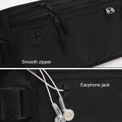 Sports Running Waist Pack Outdoor Fitness Large Capacity RFID Blocking Wallet Waterproof Phone Waist Bag(Black) by bashfashion