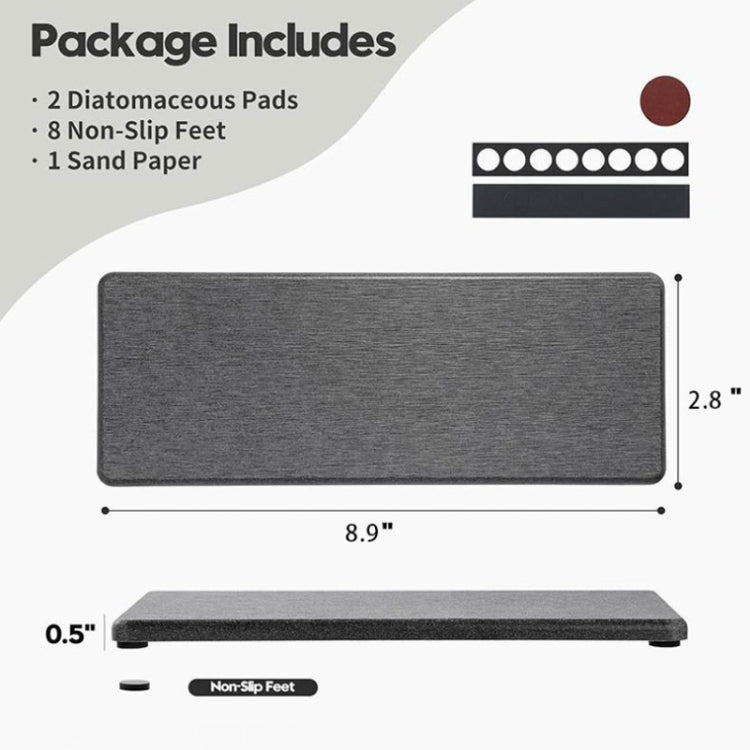 2pcs /Set Absorbent Coaster Diatomaceous Earth Drying Mat Bathroom Quick-drying Drainage Mat, Size: 22.5x7cm(Light Gray) by bashfashion