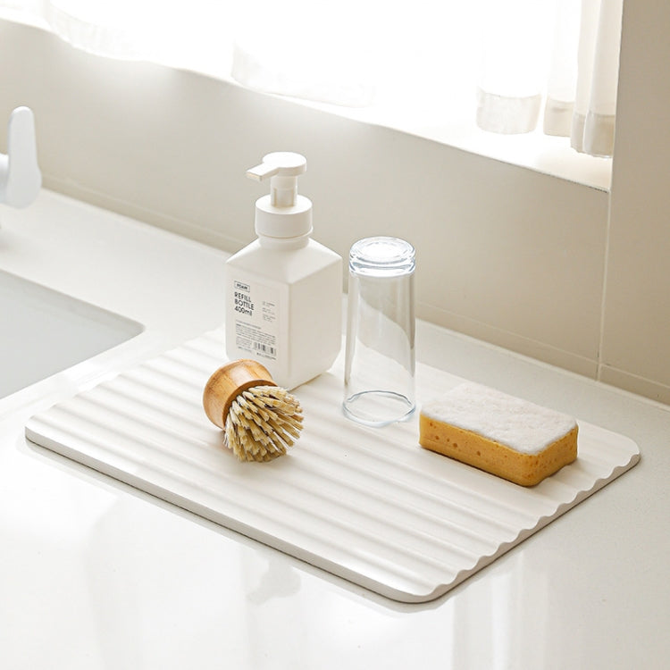 Diatomite Kitchen Drying Mat Drainage Countertop Pad Quick Dry Coaster Bathroom Hard Floor Mat, Size: 30x40cm(White) by bashfashion