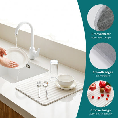 Diatomite Kitchen Drying Mat Drainage Countertop Pad Quick Dry Coaster Bathroom Hard Floor Mat, Size: 30x40cm(White) by bashfashion