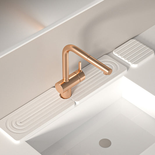 Diatomite Absorbent Mat Fast Drying Stone Kitchen Bathroom Faucet Sink Drainage Mat, Size: 60x10cm+10x10cm(White) by bashfashion