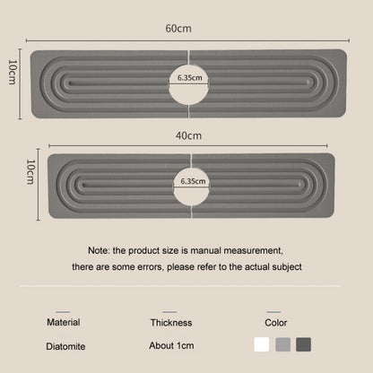 Diatomite Absorbent Mat Fast Drying Stone Kitchen Bathroom Faucet Sink Drainage Mat, Size: 60x10cm+10x10cm(Light Gray) by bashfashion