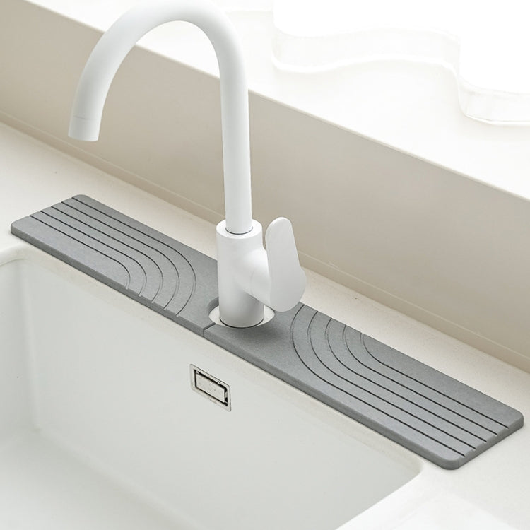 Faucet Sink Drying Mat Diatomaceous Earth Stone Splashproof Absorbent Sink Drainage Mat, Color: K01 Dark Gray(40x10cm) by bashfashion