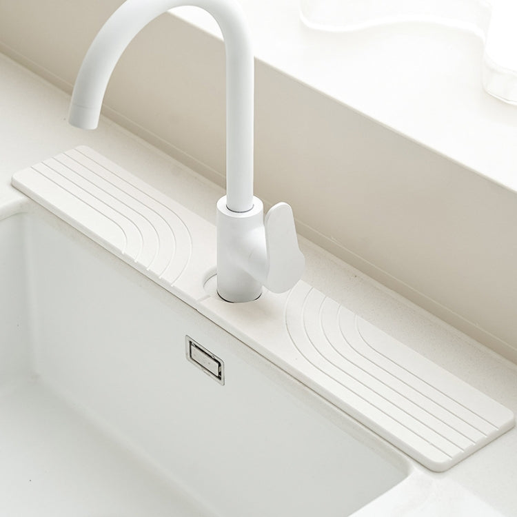 Faucet Sink Drying Mat Diatomaceous Earth Stone Splashproof Absorbent Sink Drainage Mat, Color: K01 White(60x10cm) by bashfashion