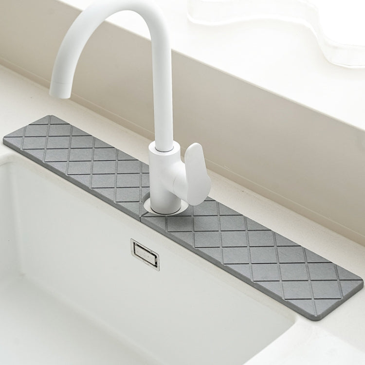 Faucet Sink Drying Mat Diatomaceous Earth Stone Splashproof Absorbent Sink Drainage Mat, Color: K03 Dark Gray(40x10cm) by bashfashion