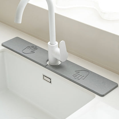 Faucet Sink Drying Mat Diatomaceous Earth Stone Splashproof Absorbent Sink Drainage Mat, Color: K04 Dark Gray(60x10cm) by bashfashion