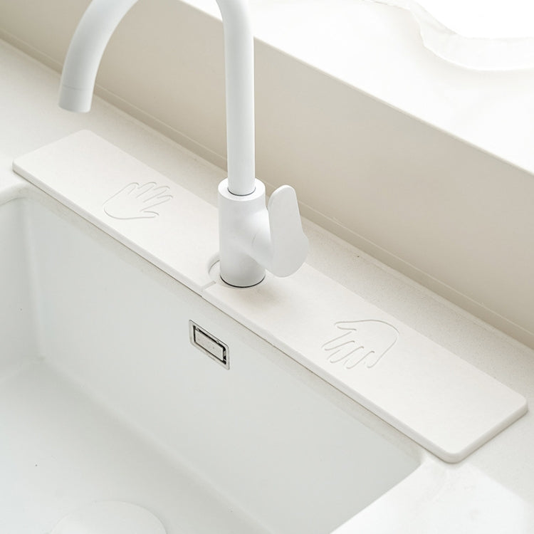 Faucet Sink Drying Mat Diatomaceous Earth Stone Splashproof Absorbent Sink Drainage Mat, Color: K04 White(40x10cm) by bashfashion