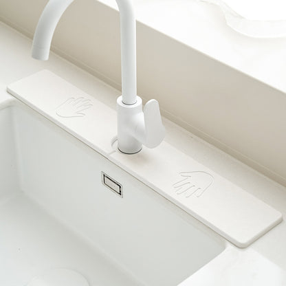 Faucet Sink Drying Mat Diatomaceous Earth Stone Splashproof Absorbent Sink Drainage Mat, Color: K04 White(60x10cm) by bashfashion