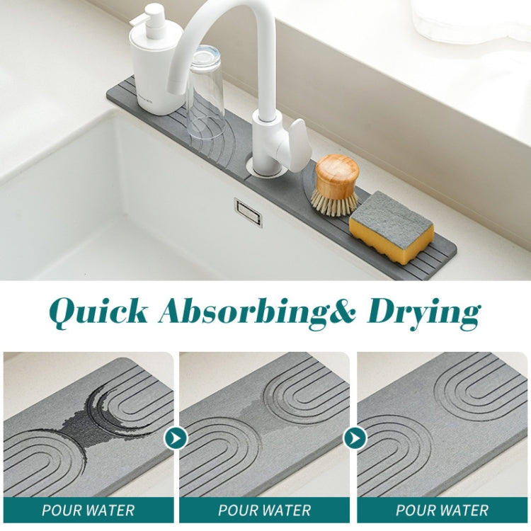 Faucet Sink Drying Mat Diatomaceous Earth Stone Splashproof Absorbent Sink Drainage Mat, Color: K02 Dark Gray(40x10cm) by bashfashion