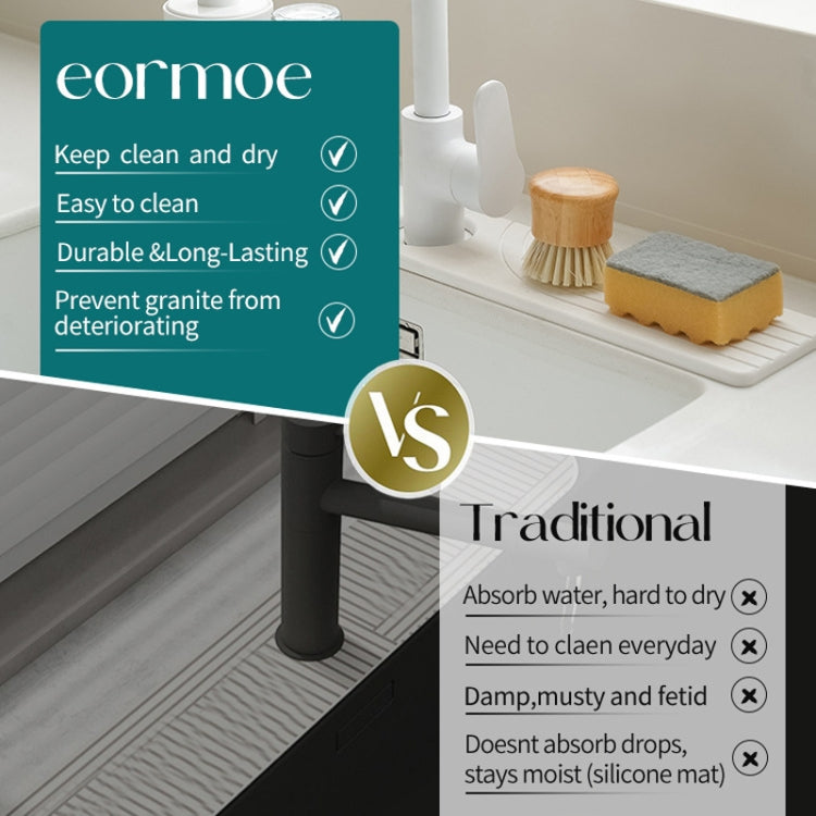 Faucet Sink Drying Mat Diatomaceous Earth Stone Splashproof Absorbent Sink Drainage Mat, Color: K01 Dark Gray(60x10cm) by bashfashion