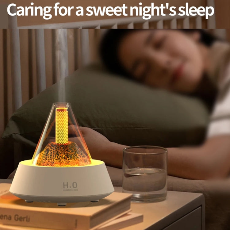 80ml Volcanic Lava Aromatherapy Humidifier With Colorful Lights USB Plug Power(White) by bashfashion