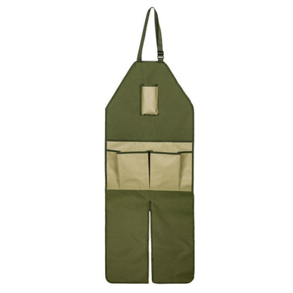 Gardening Pruning Multi-Pocket Oxford Cloth Color-blocking Extended Leg Apron(Green + Khaki) by bashfashion