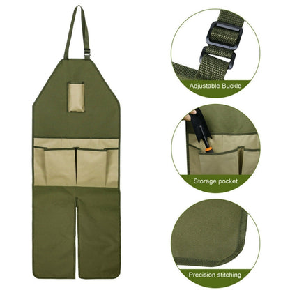 Gardening Pruning Multi-Pocket Oxford Cloth Color-blocking Extended Leg Apron(Green + Khaki) by bashfashion