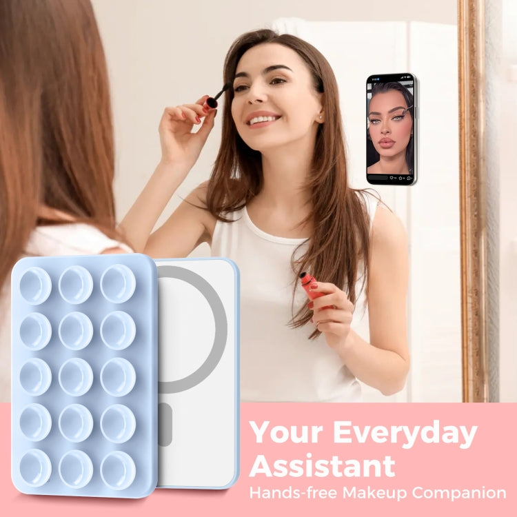 AhaStyle CY202 Suction Cup Magnetic Phone Holder Silicone Adhesive Mirror Sticker(Light Blue) by AhaStyle