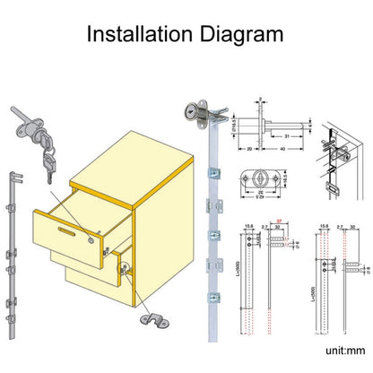 Home Office Desk Drawer Triple Connect File Cabinet Lock, Style: Side White by bashfashion
