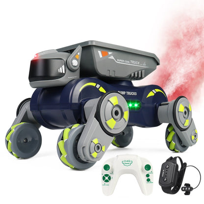 Eight Wheel Stunt Robot Dog Smart Gesture Sensor RC Kids Toy Car With Lights Music Spray Car, Style: Green Dual RC by bashfashion